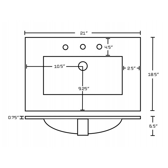 21-in. W 3H8-in. Ceramic Top Set In White Color