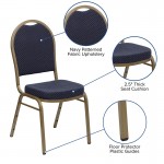 Dome Back Stacking Banquet Chair in Navy Patterned Fabric - Gold Frame