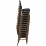 Dome Back Stacking Banquet Chair in Navy Patterned Fabric - Gold Frame