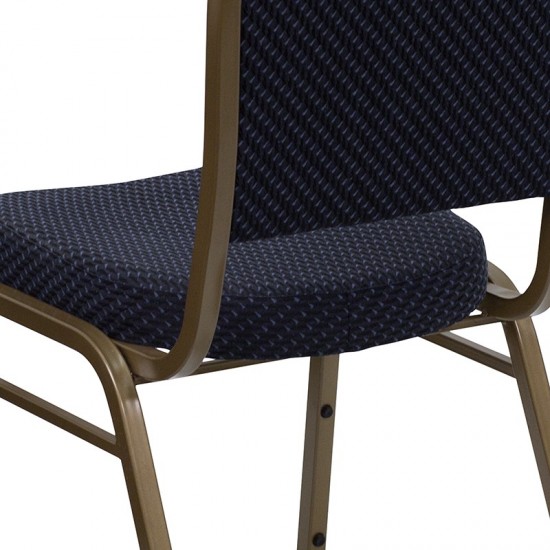 Dome Back Stacking Banquet Chair in Navy Patterned Fabric - Gold Frame