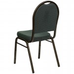 Dome Back Stacking Banquet Chair in Green Patterned Fabric - Gold Vein Frame