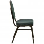 Dome Back Stacking Banquet Chair in Green Patterned Fabric - Gold Vein Frame