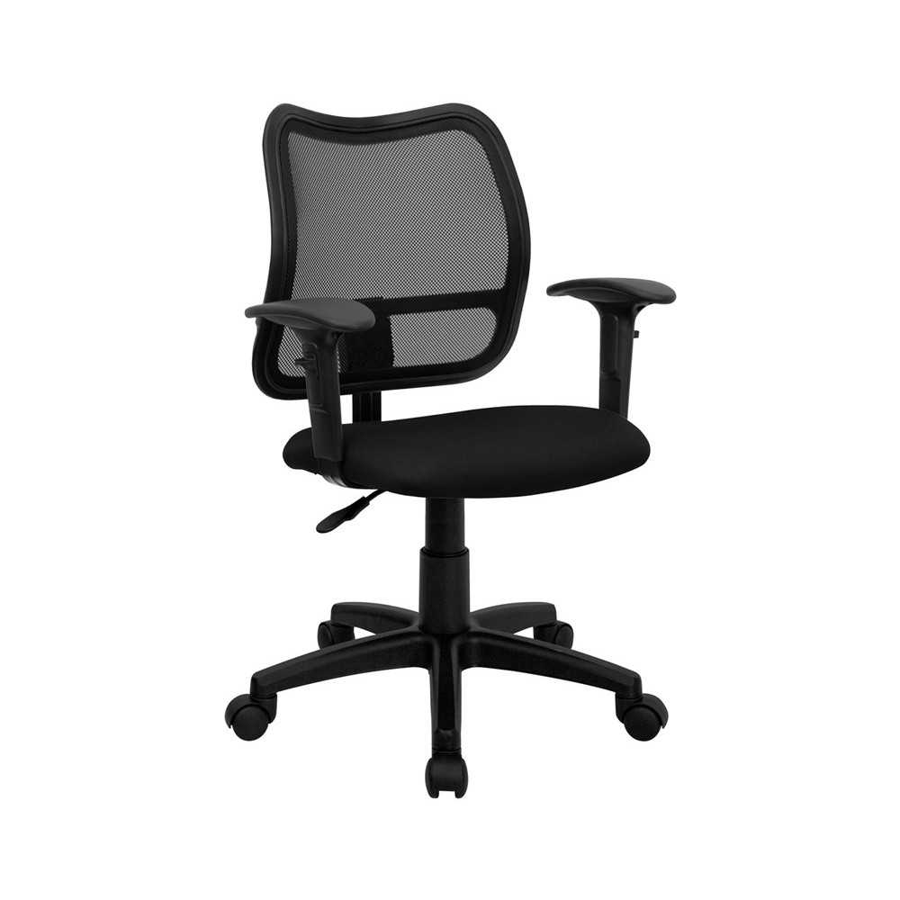 Mid-Back Black Mesh Swivel Task Office Chair with Adjustable Arms Mid-Back Black Mesh Swivel Task Office Chair with Adjustable Arms