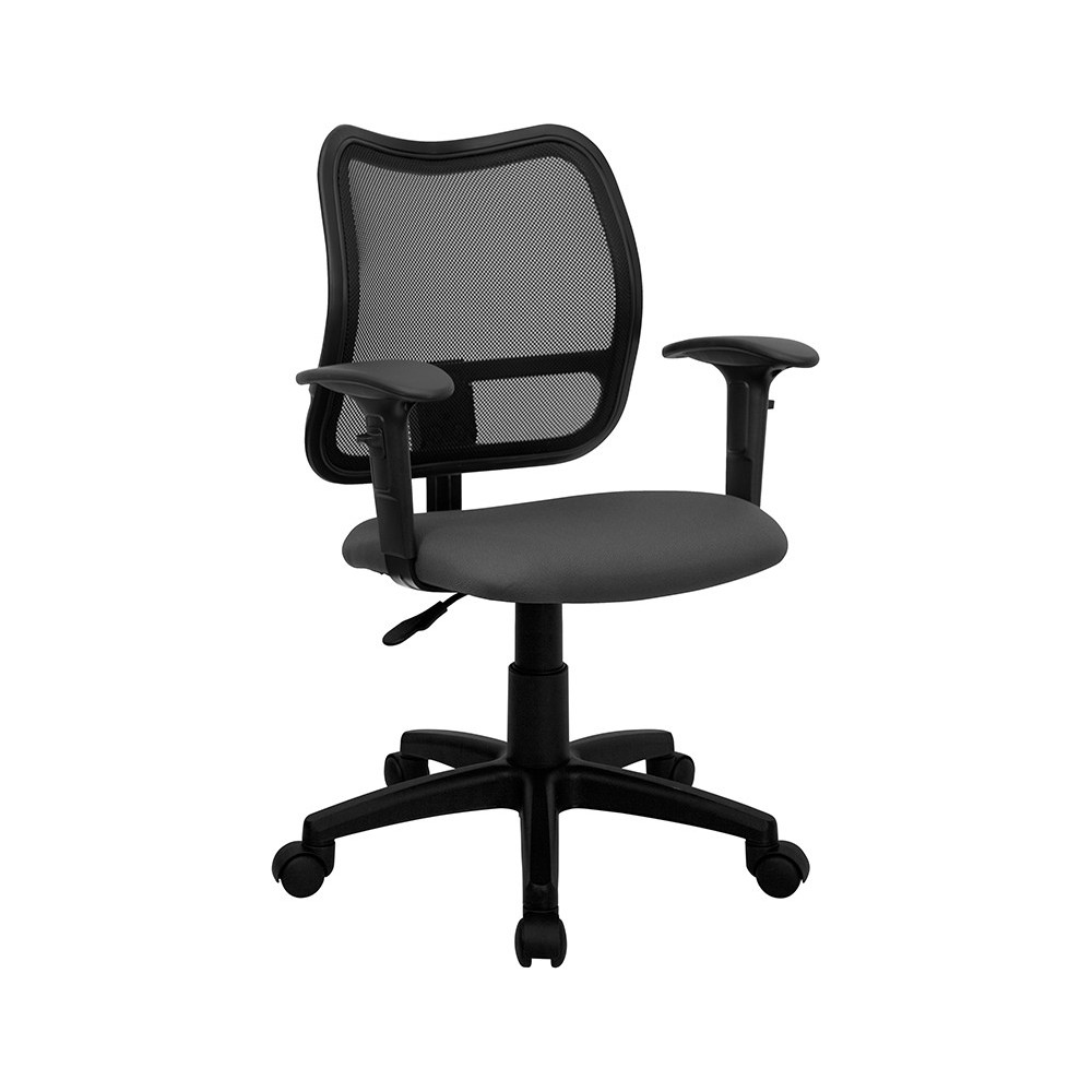 Mid-Back Gray Mesh Swivel Task Office Chair with Adjustable Arms Mid-Back Gray Mesh Swivel Task Office Chair with Adjustable Arms