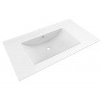 35.5-in. W 1 Hole Ceramic Top Set In White Color - Overflow Drain Incl.