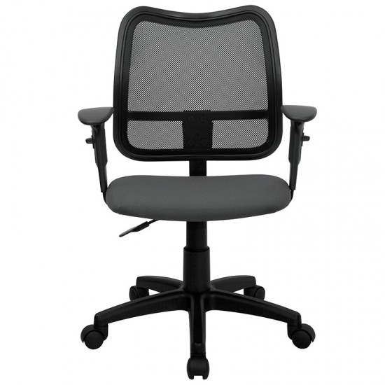 Mid-Back Gray Mesh Swivel Task Office Chair with Adjustable Arms