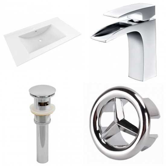 35.5-in. W 1 Hole Ceramic Top Set In White Color - Overflow Drain Incl.