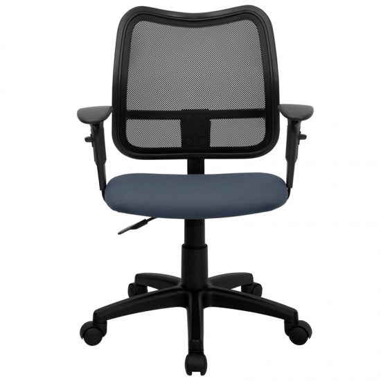Mid-Back Navy Blue Mesh Swivel Task Office Chair with Adjustable Arms