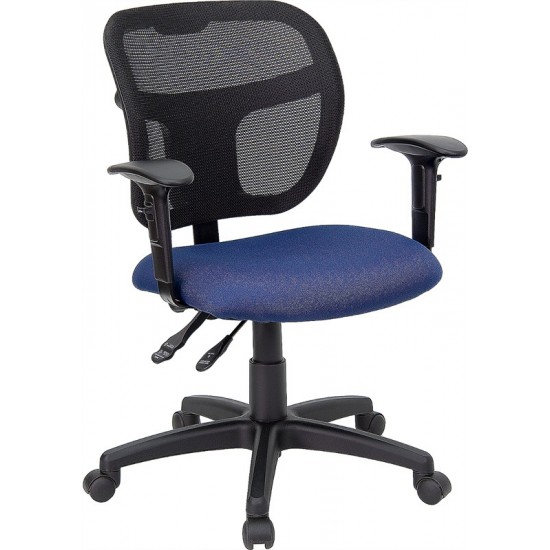 Mid-Back Navy Blue Mesh Swivel Task Office Chair with Back Height Adjustment and Adjustable Arms