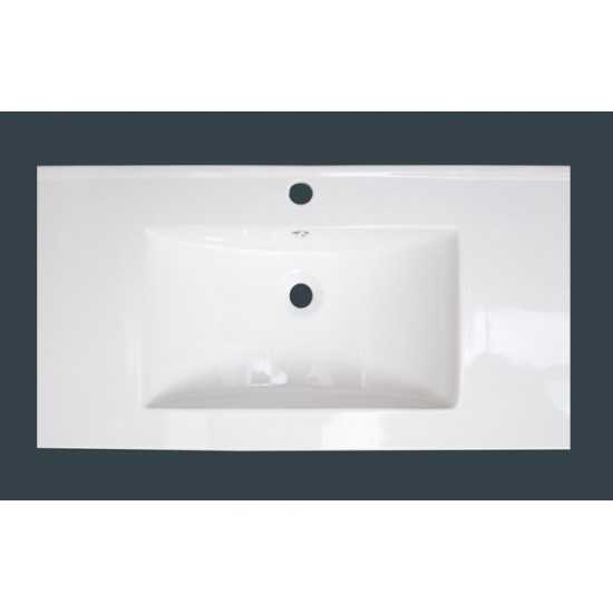 35.5-in. W 1 Hole Ceramic Top Set In White Color - Overflow Drain Incl.