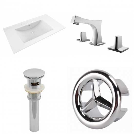 35.5-in. W 3H8-in. Ceramic Top Set In White Color - Overflow Drain Incl.