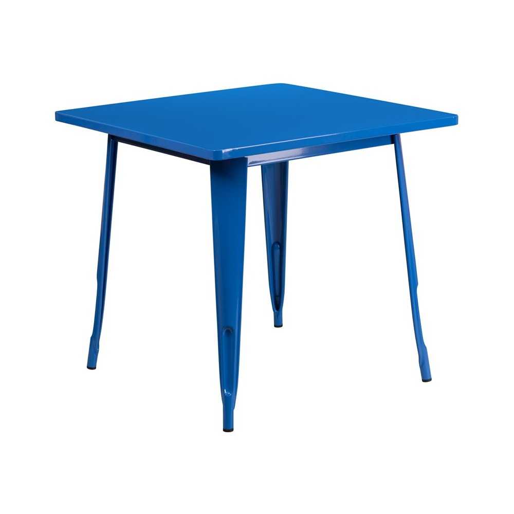 Commercial Grade 31.5" Square Blue Metal Indoor-Outdoor Table Commercial Grade 31.5" Square Blue Metal Indoor-Outdoor Table