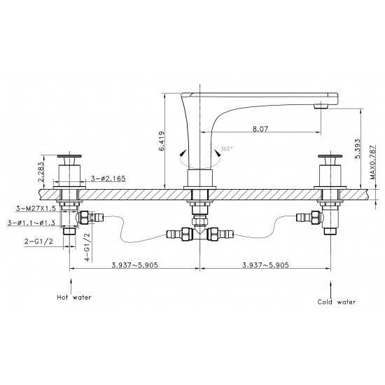 35.5-in. W 3H8-in. Ceramic Top Set In White Color - Overflow Drain Incl.