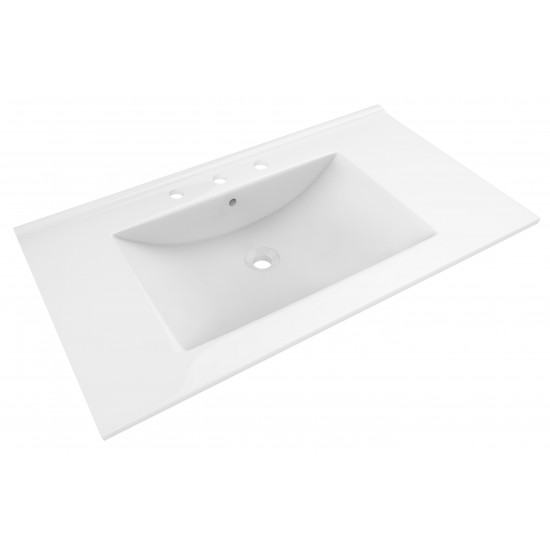 35.5-in. W 3H8-in. Ceramic Top Set In White Color - Overflow Drain Incl.