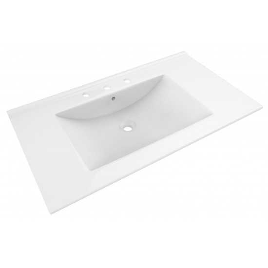 35.5-in. W 3H8-in. Ceramic Top Set In White Color - Overflow Drain Incl.