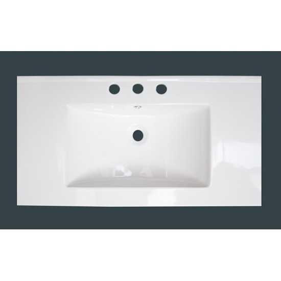 35.5-in. W 3H8-in. Ceramic Top Set In White Color - Overflow Drain Incl.