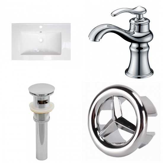 23.75-in. W 1 Hole Ceramic Top Set In White Color - Overflow Drain Incl.