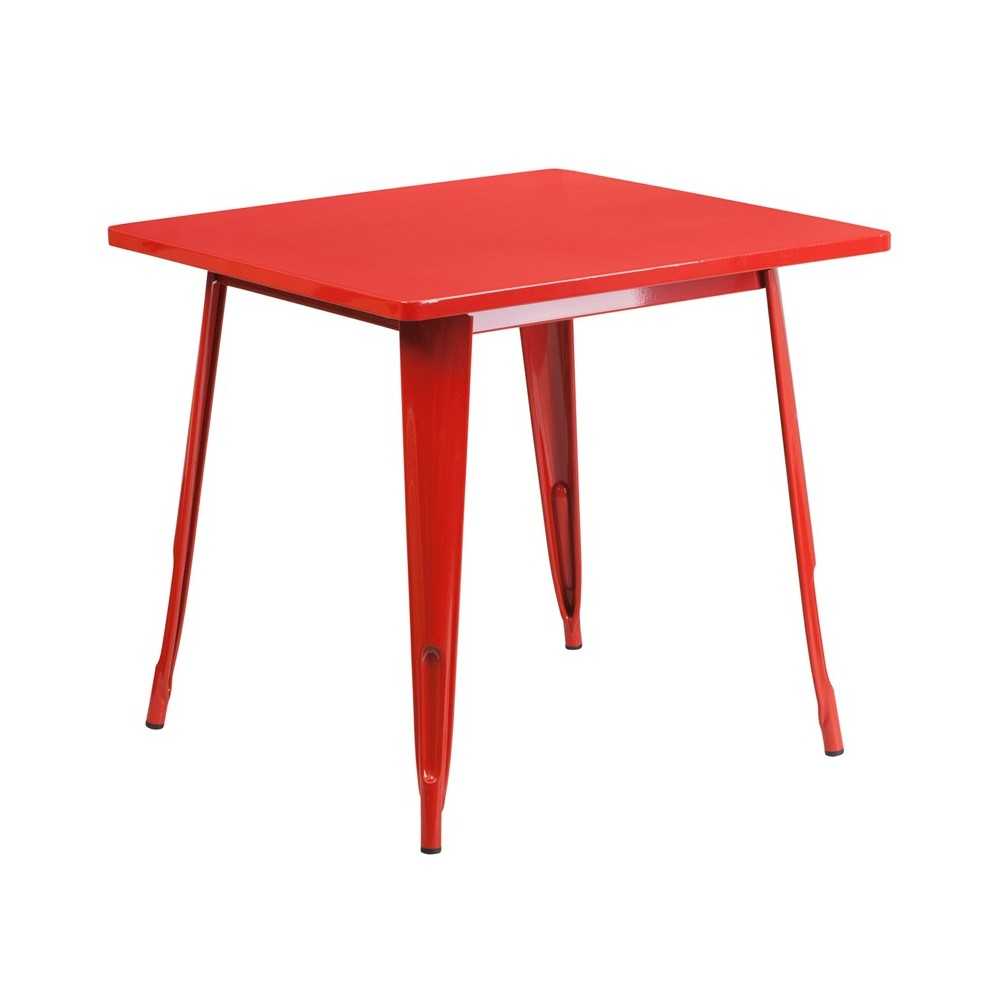 Commercial Grade 31.5" Square Red Metal Indoor-Outdoor Table Commercial Grade 31.5" Square Red Metal Indoor-Outdoor Table