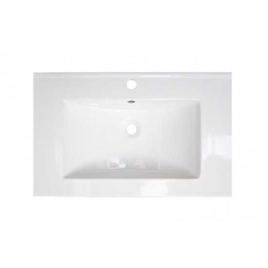 23.75-in. W 1 Hole Ceramic Top Set In White Color - Overflow Drain Incl.