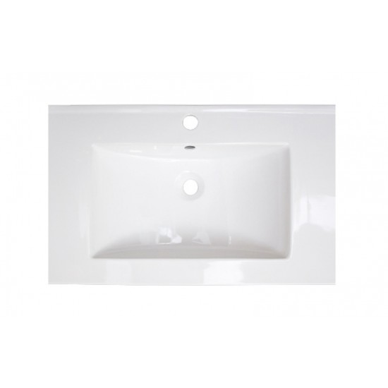 23.75-in. W 1 Hole Ceramic Top Set In White Color - Overflow Drain Incl.