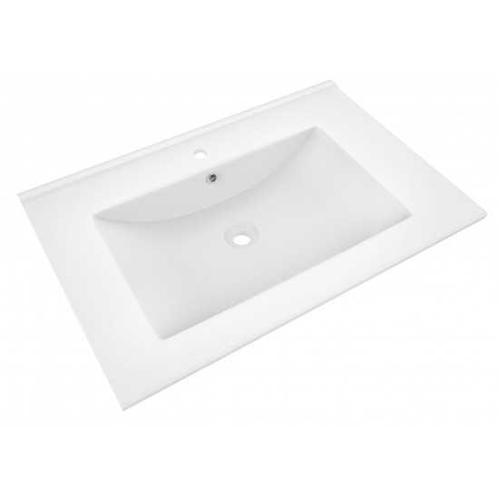 23.75-in. W 1 Hole Ceramic Top Set In White Color - Overflow Drain Incl.