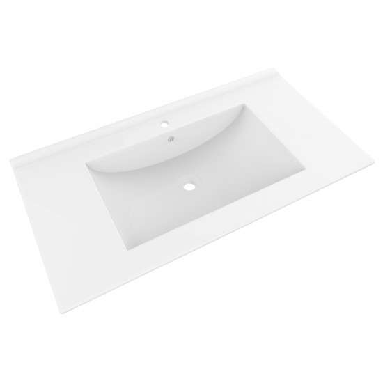 32-in. W 1 Hole Ceramic Top Set In White Color - Overflow Drain Incl.