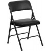 Curved Triple Braced & Double Hinged Black Vinyl Metal Folding Chair