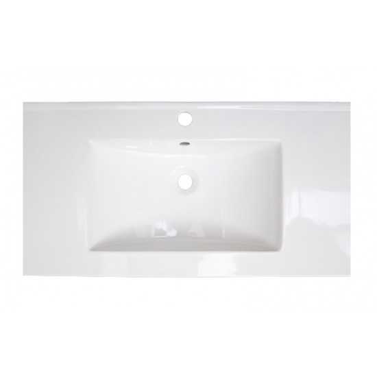 32-in. W 1 Hole Ceramic Top Set In White Color - Overflow Drain Incl.