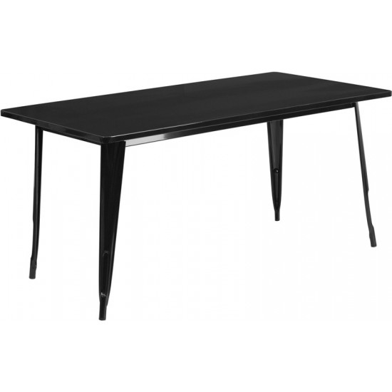 Commercial Grade 31.5" x 63" Rectangular Black Metal Indoor-Outdoor Table