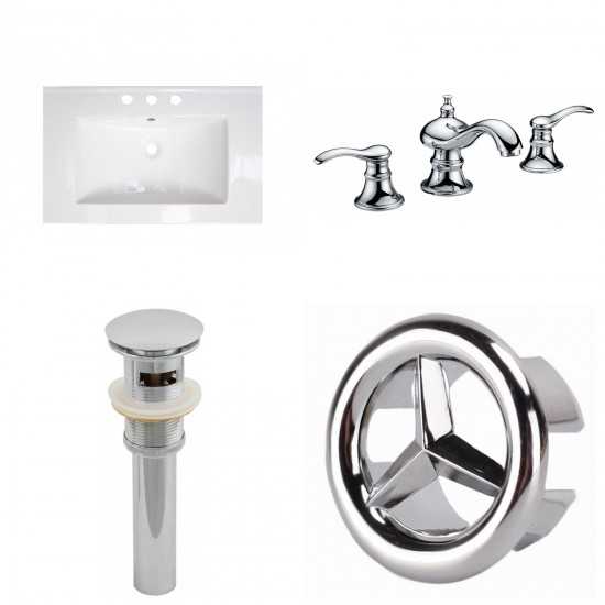 23.75-in. W 3H8-in. Ceramic Top Set In White Color - Overflow Drain Incl.