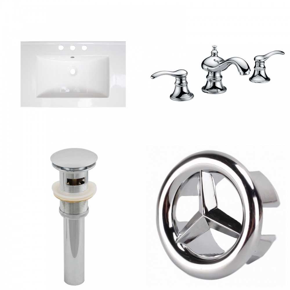 23.75-in. W 3H8-in. Ceramic Top Set In White Color - Overflow Drain Incl.