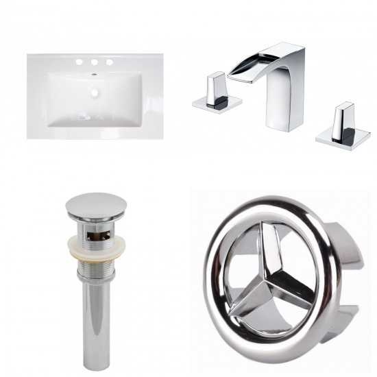 23.75-in. W 3H8-in. Ceramic Top Set In White Color - Overflow Drain Incl.