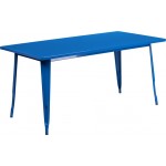 Commercial Grade 31.5" x 63" Rectangular Blue Metal Indoor-Outdoor Table