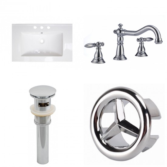 23.75-in. W 3H8-in. Ceramic Top Set In White Color - Overflow Drain Incl.