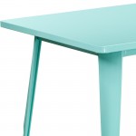 Commercial Grade 31.5" x 63" Rectangular Mint Green Metal Indoor-Outdoor Table