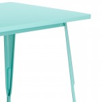 Commercial Grade 31.5" x 63" Rectangular Mint Green Metal Indoor-Outdoor Table