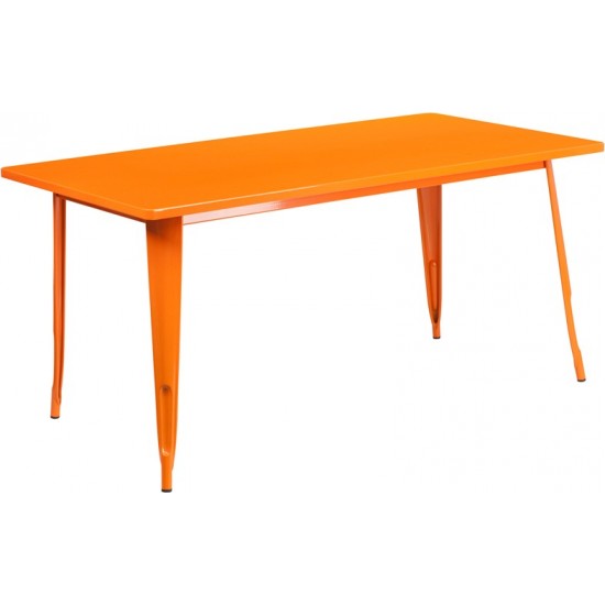 Commercial Grade 31.5" x 63" Rectangular Orange Metal Indoor-Outdoor Table