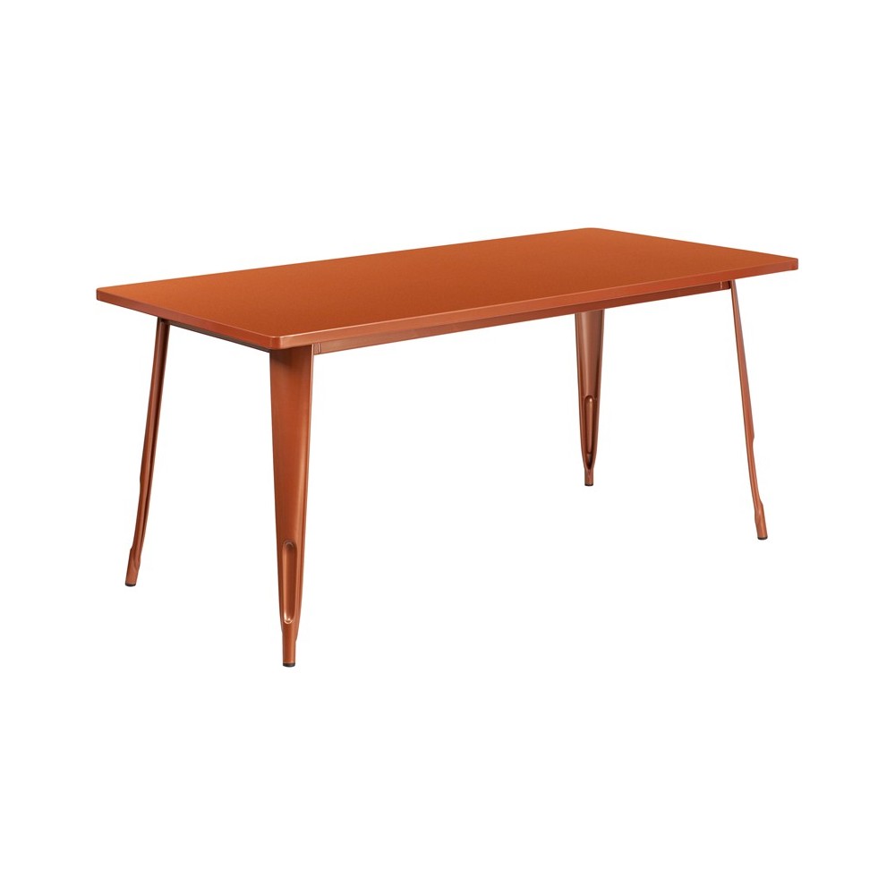 Commercial Grade 31.5" x 63" Rectangular Copper Metal Indoor-Outdoor Table