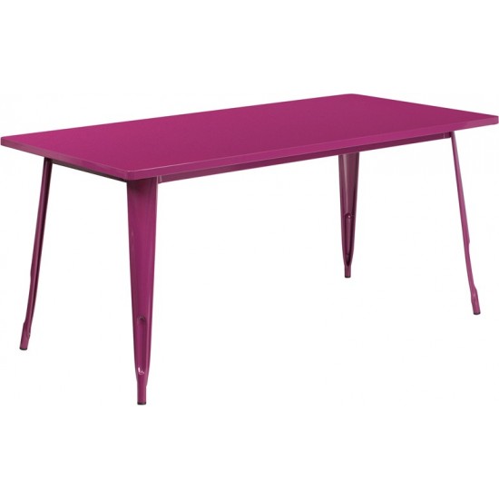 Commercial Grade 31.5" x 63" Rectangular Purple Metal Indoor-Outdoor Table