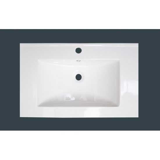 30-in. W 1 Hole Ceramic Top Set In White Color - Overflow Drain Incl.