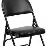 Ultra-Premium Triple Braced Black Vinyl Metal Folding Chair with Easy-Carry Handle