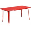 Commercial Grade 31.5" x 63" Rectangular Red Metal Indoor-Outdoor Table