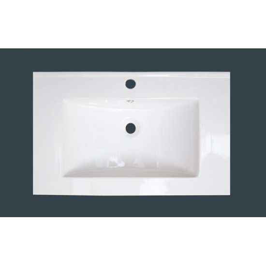 30-in. W 1 Hole Ceramic Top Set In White Color - Overflow Drain Incl.