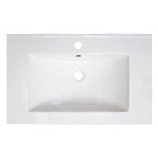 30-in. W 1 Hole Ceramic Top Set In White Color - Overflow Drain Incl.