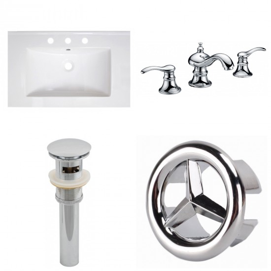 30-in. W 3H8-in. Ceramic Top Set In White Color - Overflow Drain Incl.