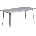 Commercial Grade 31.5" x 63" Rectangular Silver Metal Indoor-Outdoor Table