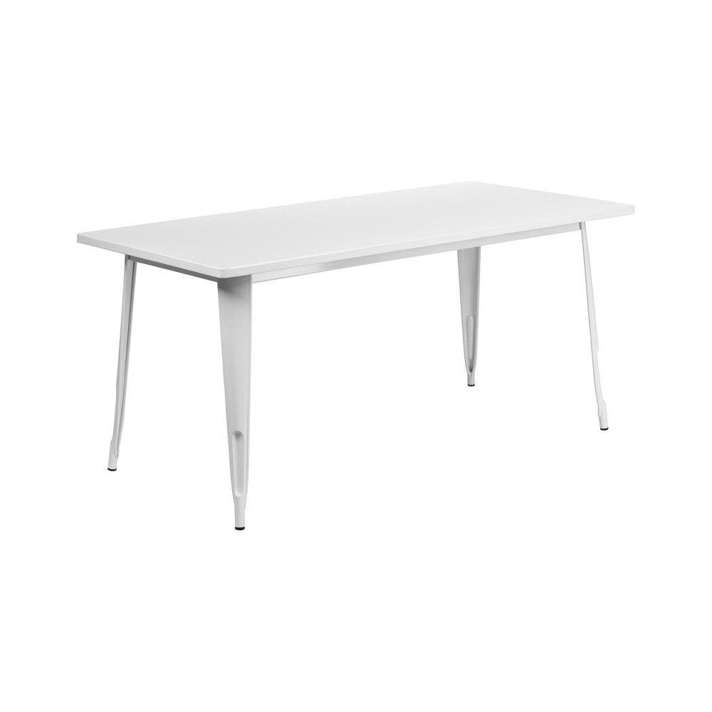 Commercial Grade 31.5" x 63" Rectangular White Metal Indoor-Outdoor Table