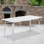 Commercial Grade 31.5" x 63" Rectangular White Metal Indoor-Outdoor Table