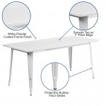 Commercial Grade 31.5" x 63" Rectangular White Metal Indoor-Outdoor Table