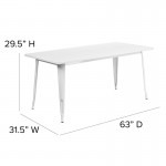 Commercial Grade 31.5" x 63" Rectangular White Metal Indoor-Outdoor Table